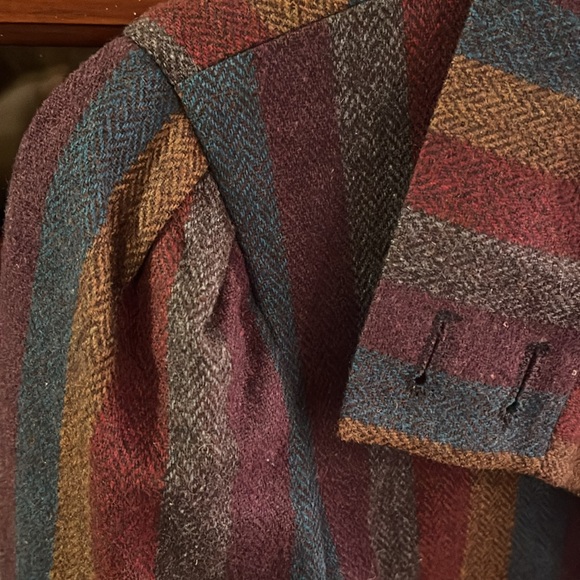 Swingles Vtg 70’s cropped blazer, wool. herringbone striped pattern - Picture 4 of 12